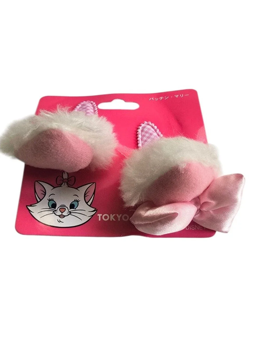 Disney Marie Aristocats Tokyo Disney Japan Plush Hair Clips Pink Bow